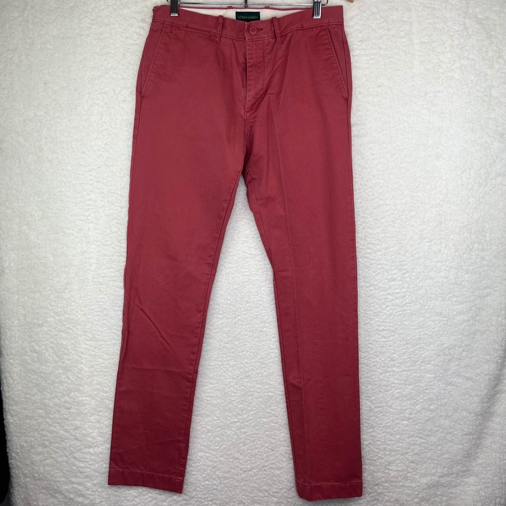 J.Crew Always‎ 484 Slim Fit Chino Pants Mens Faded Crimson Red Cotton Stretch